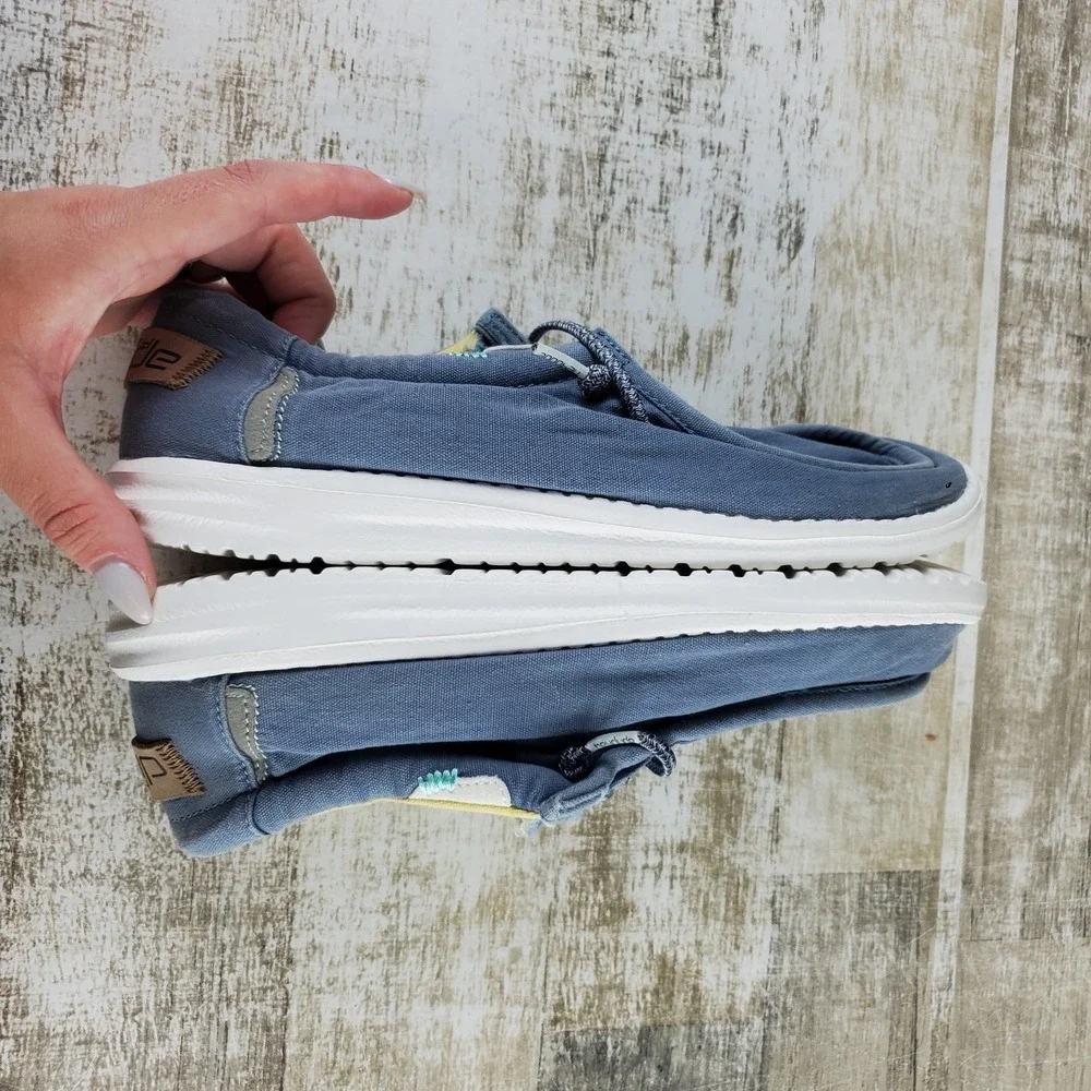 Hey Dude Wally Washed Canvas Shoes Mens Sz 7 Slip On Loafers Shoe